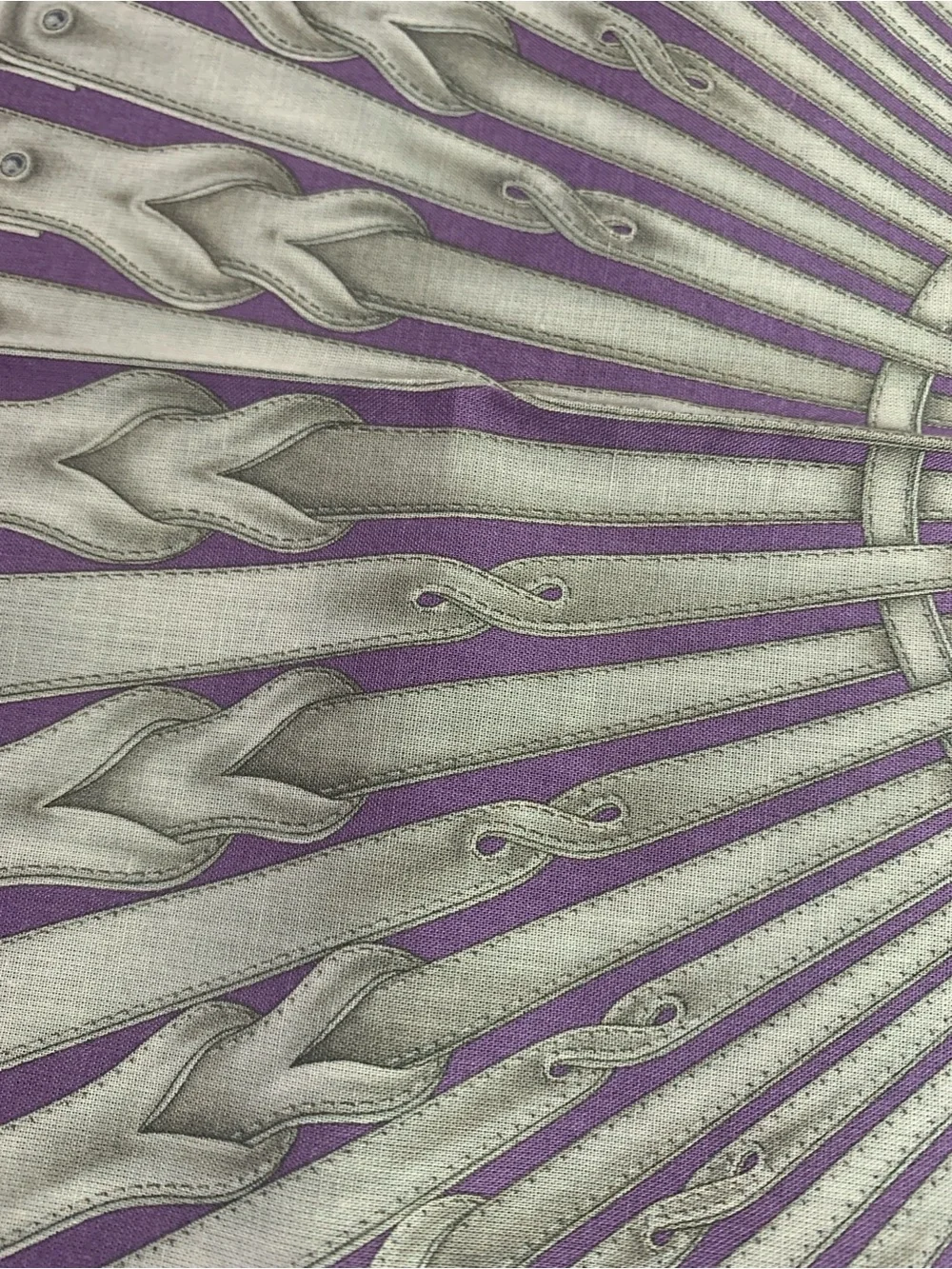 Gucci Purple Silk Scarf with Silver Accent Pattern
